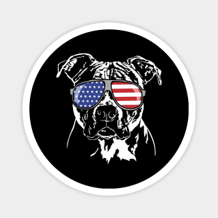 Proud American Staffordshire Terrier American Flag sunglasses Magnet